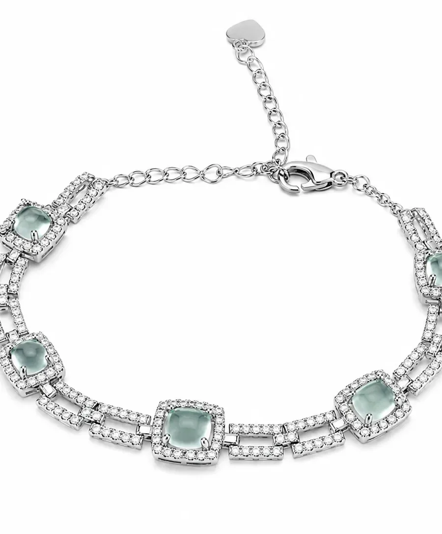 Silver-colored sapphire square bracelet