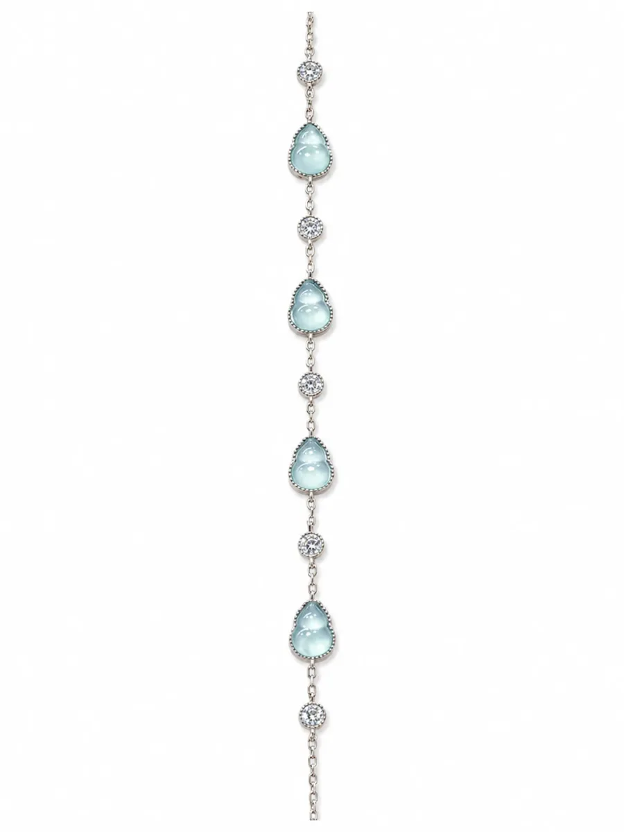 Blue Teardrop Stone Silver Bracelet