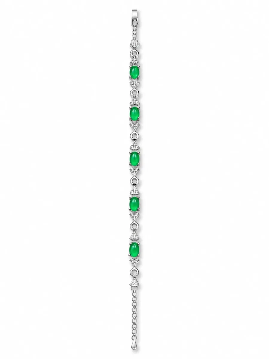 Green Gemstone Geometric Bracelet