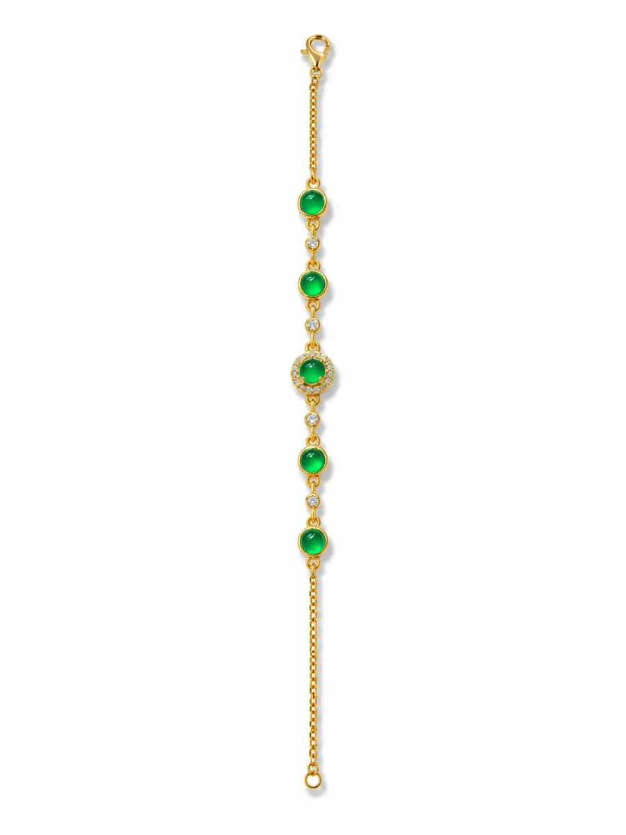 Greenstone Gold Chain Bracelet