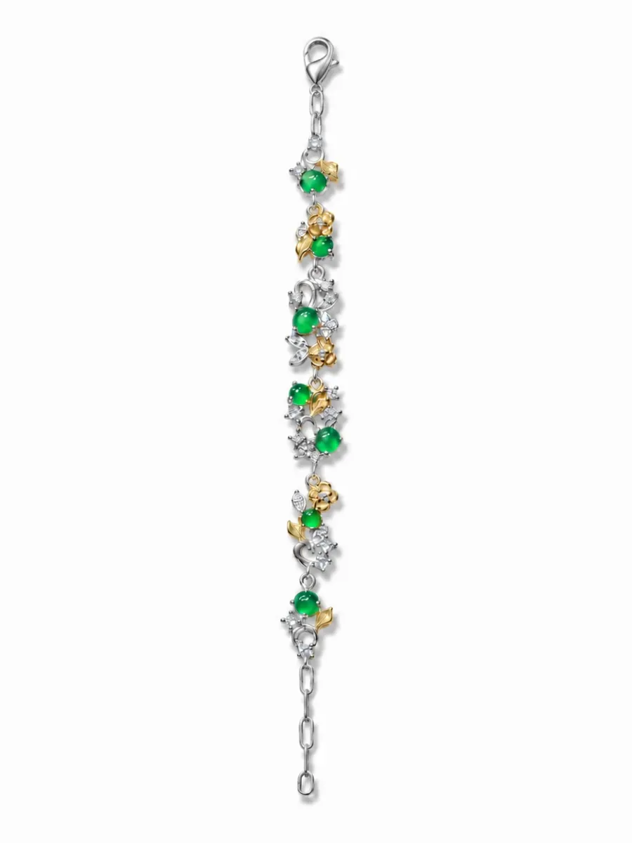 Green Stone Flower Vine Bracelet