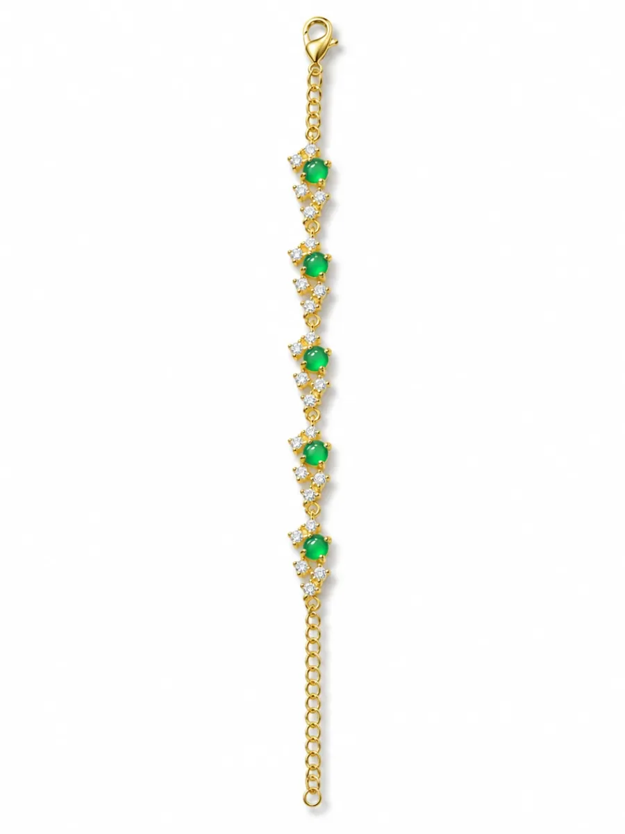Greenstone and Gold Zirconia Bracelet