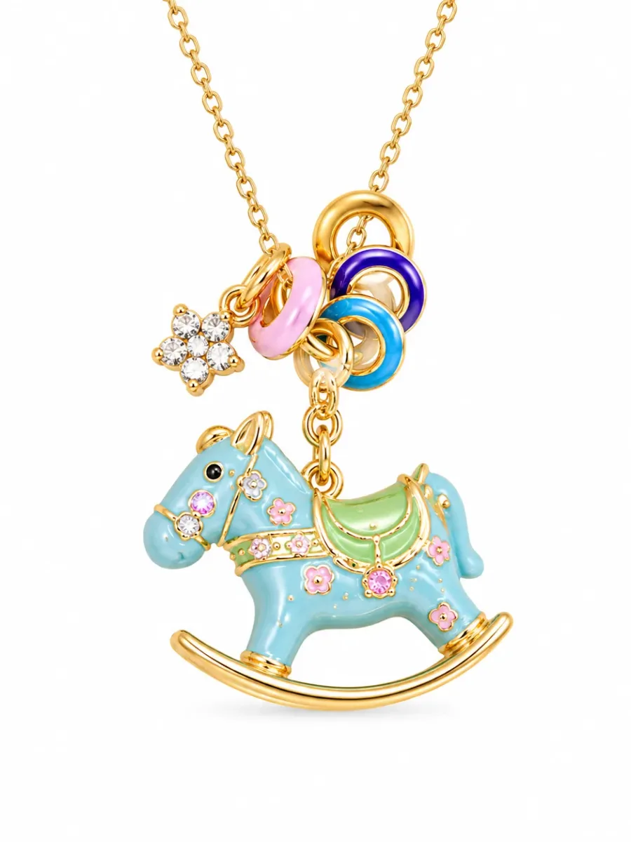 Golden Fairy Trojan Horse Pendant Necklace