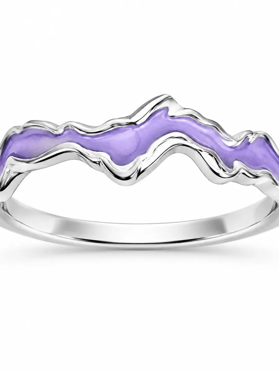 S925 Silver Purple Wave Ring