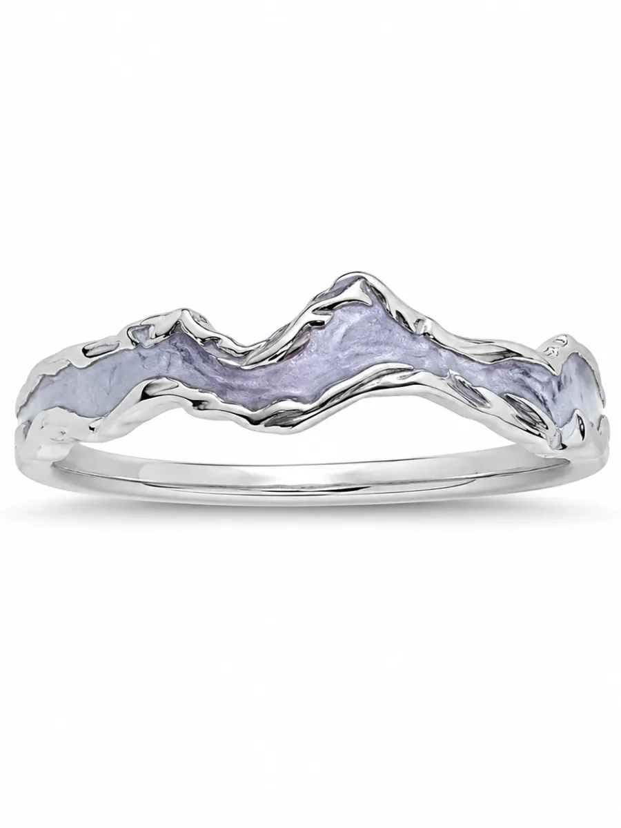 S925 Silver Pale Purple Arashi Wave Ring