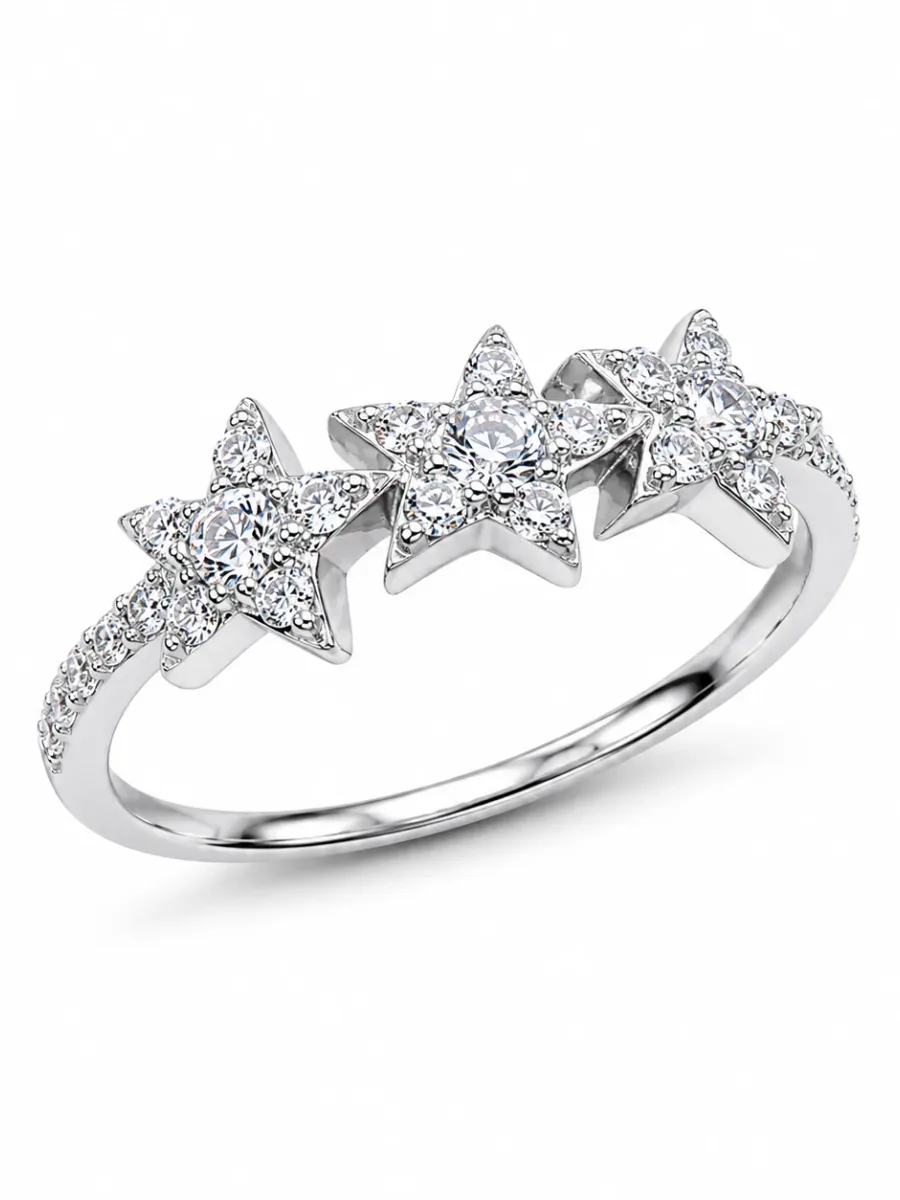 S925 Silver Starburst Stones Ring