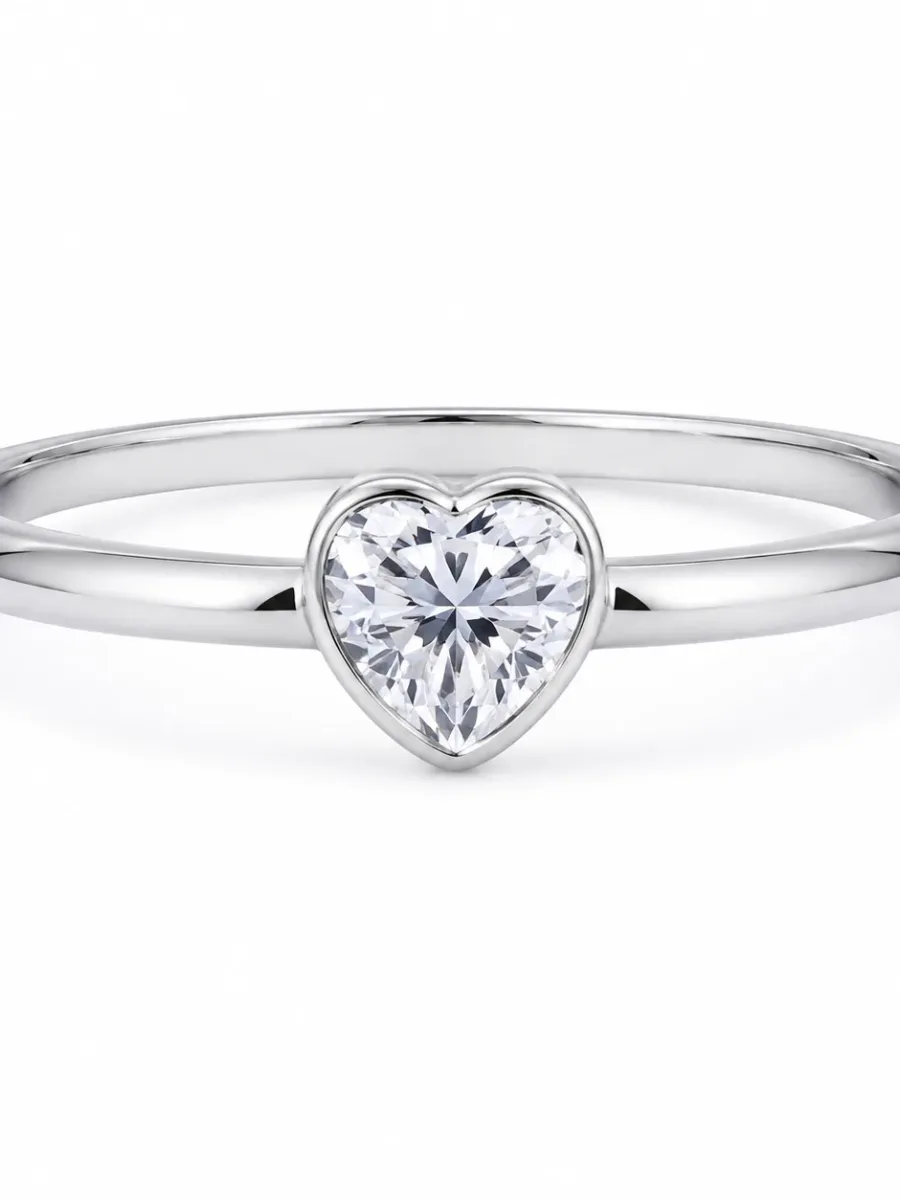 S925 Silver Love Heart Stones Ring