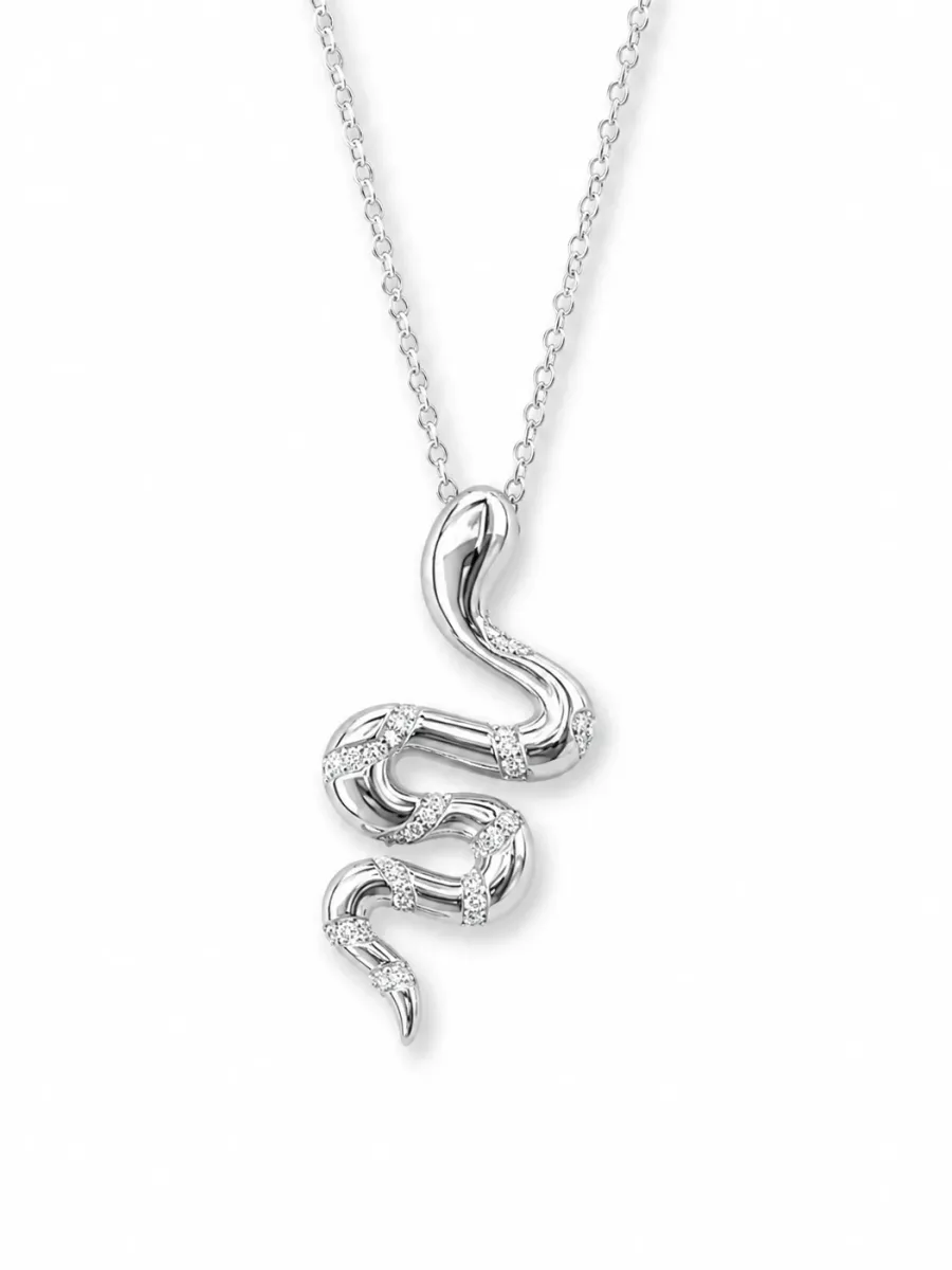 Silver Snake Pendant Necklace