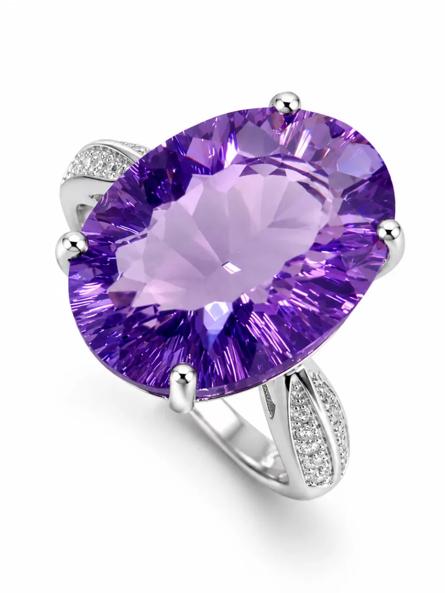Silver Amethyst Drops Ring