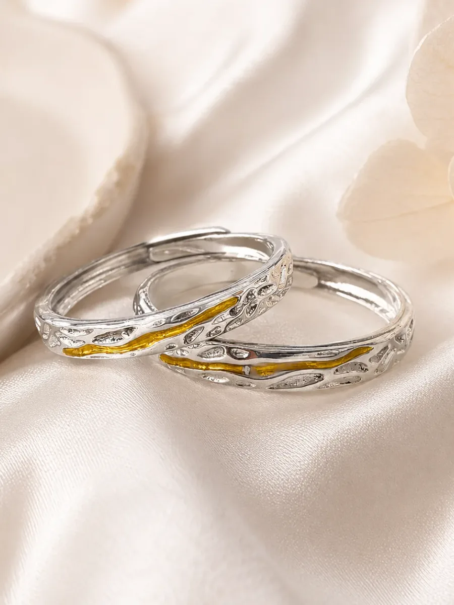 Silver Streamline Couple's Ring
