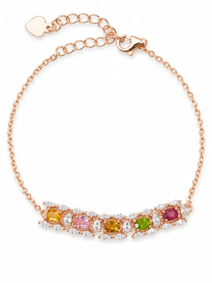Rose Gold Colored Stones Sparkling Bracelet