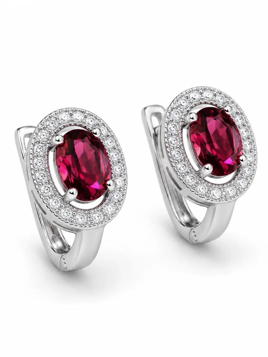 Sparkling Halo Zircon Earrings