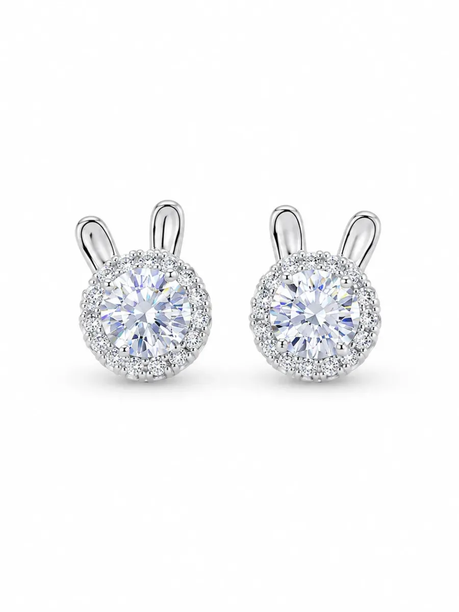 Rabbit-Ear Zircon Earrings