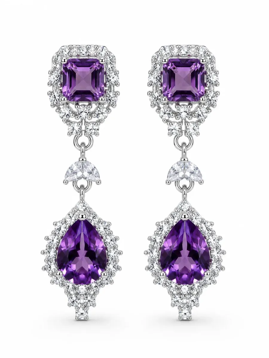Amethyst Court Teardrop Earrings