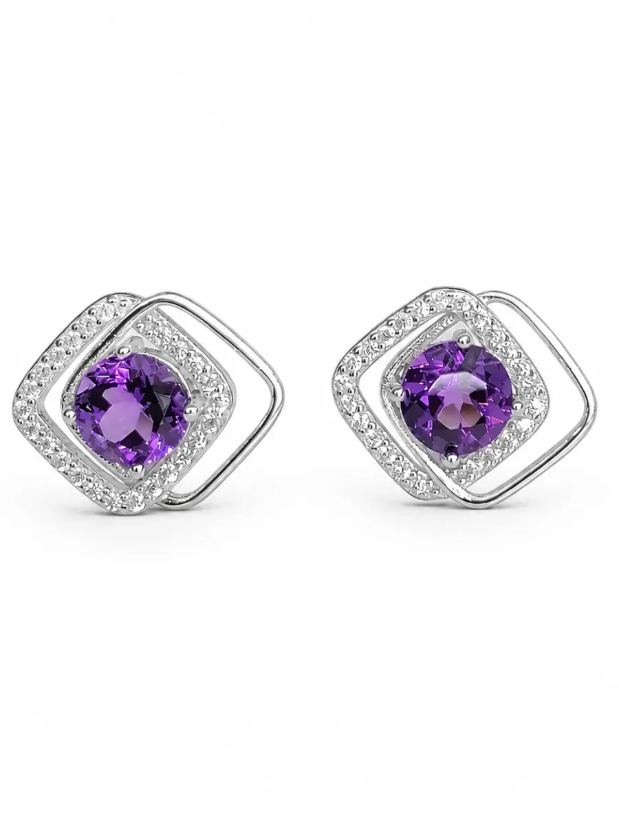 Amethyst Geometric Light and Shadow Earrings