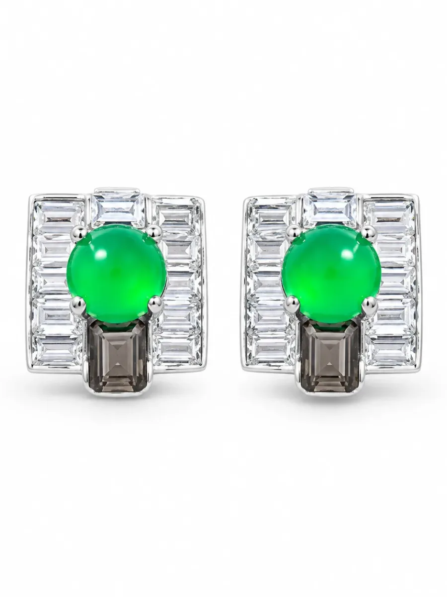 "Emerald Blossom" Jadeite Earrings
