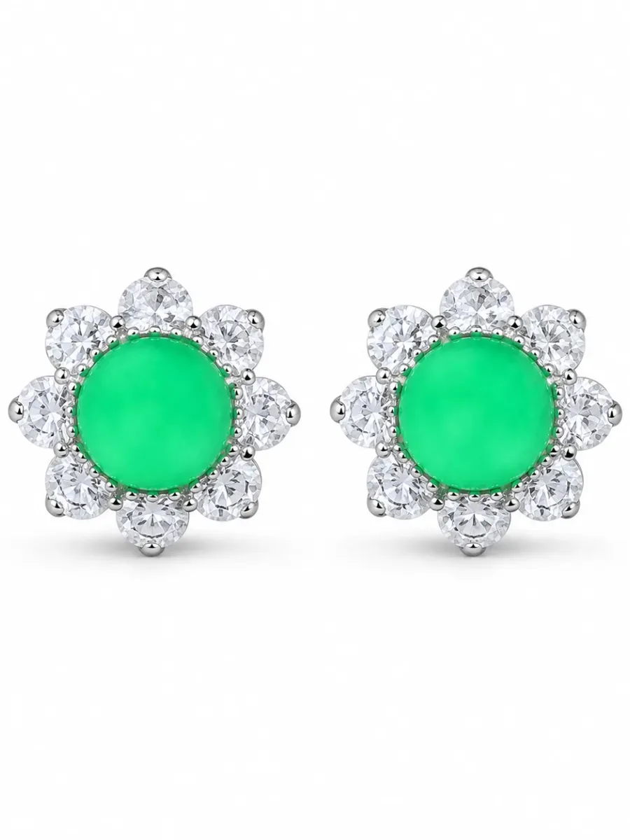 Emerald Earrings with Floral Motifs