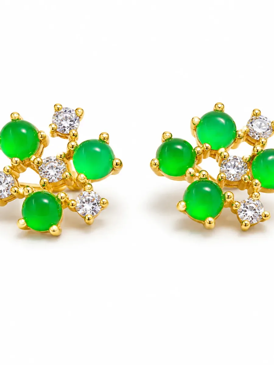 Emerald Earrings with Starry Sparkle