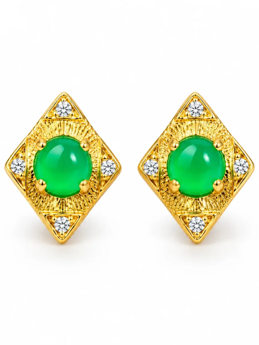 Emerald Earrings with Sparkling Facets