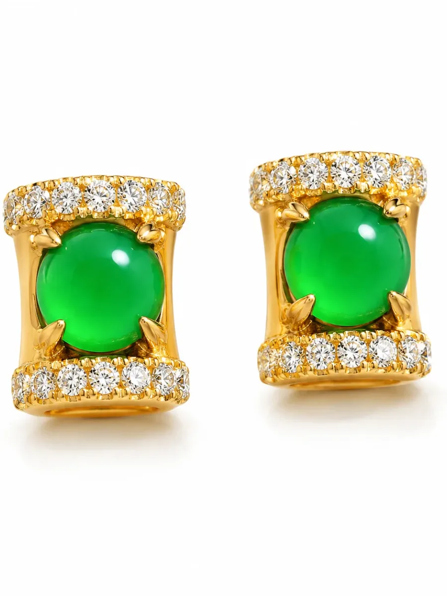 Emerald Earrings with Gold Hoops