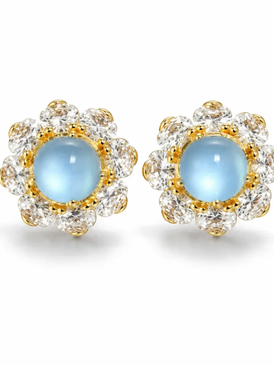 Clear Water Floral Jade Earrings