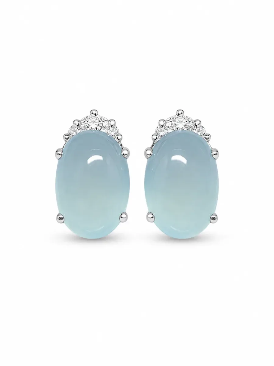 Ice-Clear Oval Jade Earrings