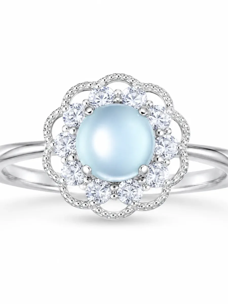 Ice Qing Flower Crown Emerald Ring
