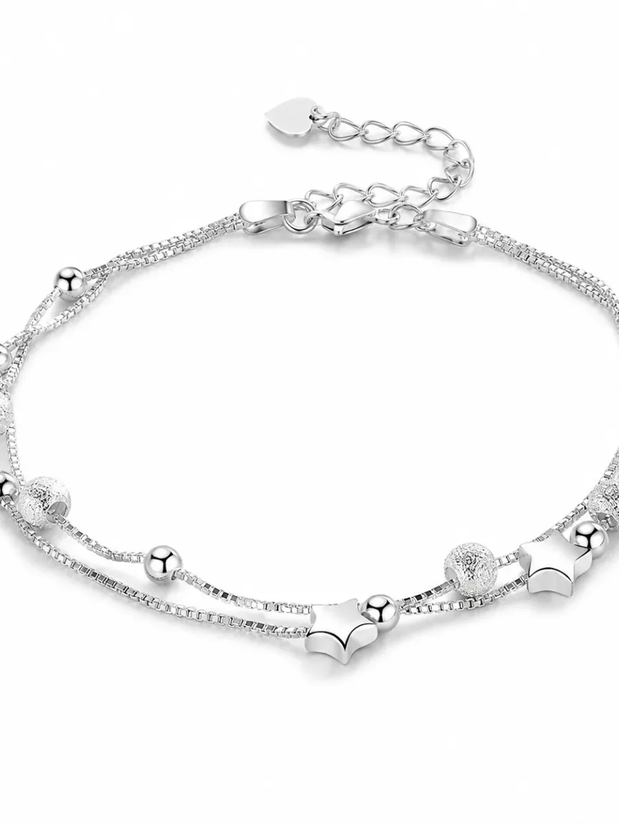 S925 Silver Star Bead Double-Layer Bracelet